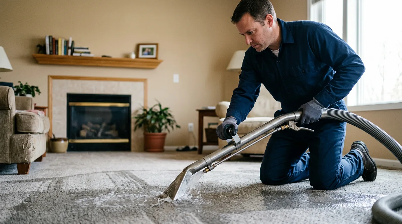 Water damage restoration technician working near Dundee, MI